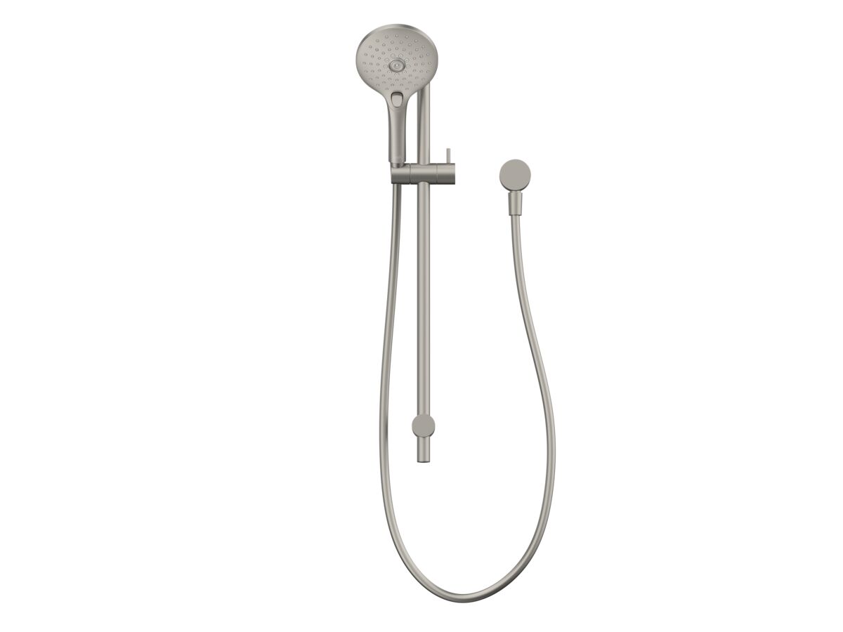 Reece Posh Domaine Brass Single Rail Shower 3 Functions With Wall Water Inlet Brushed Nickel (4 Star)