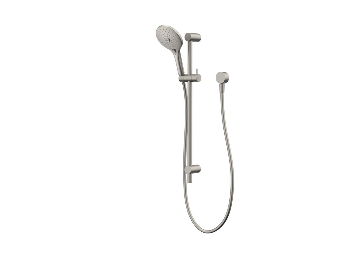 reece Posh Domaine Brass Single Rail Shower 3 Functions with Wall Water Inlet Brushed Nickel (4 Star)