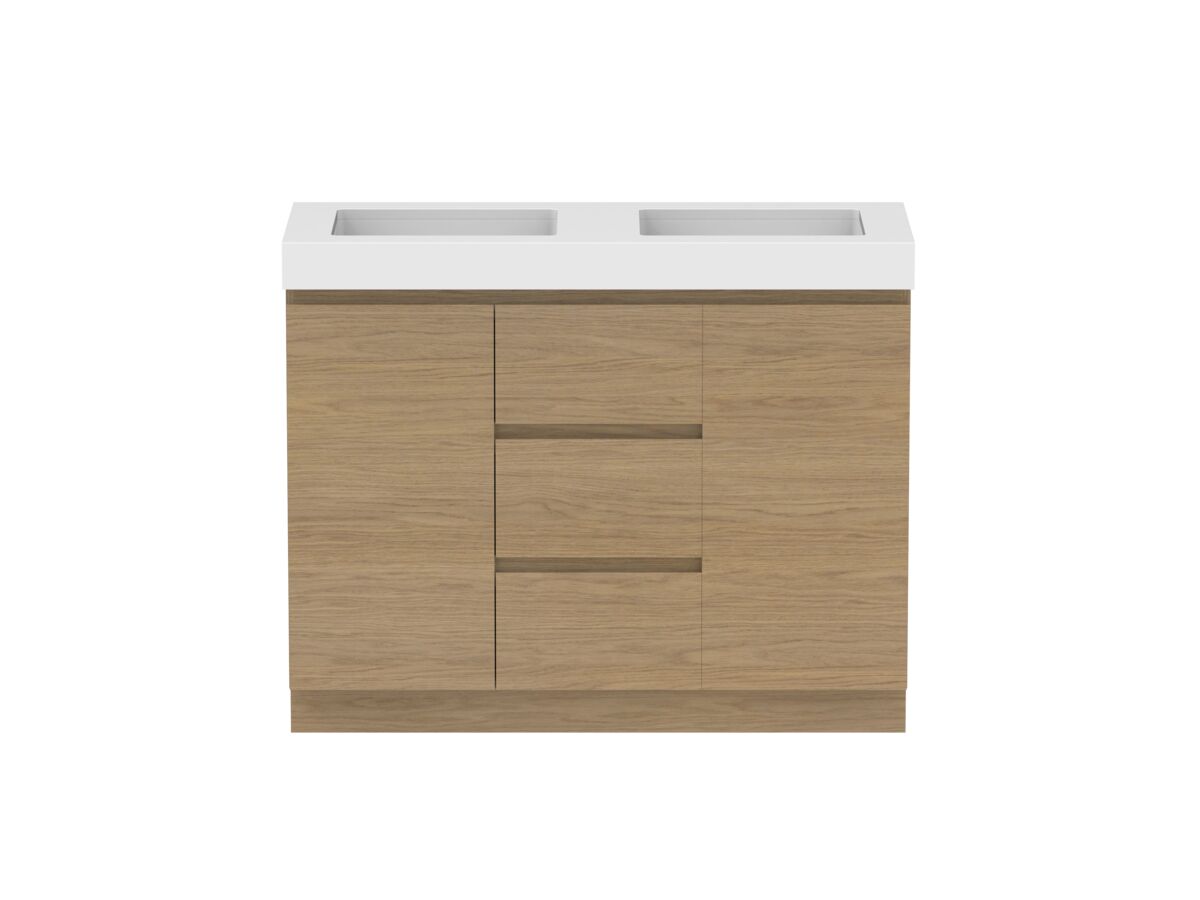 reece Posh Domaine Conventional 1200mm Floor Mounted Vanity Double Basin 90mm Cherry Pie Top