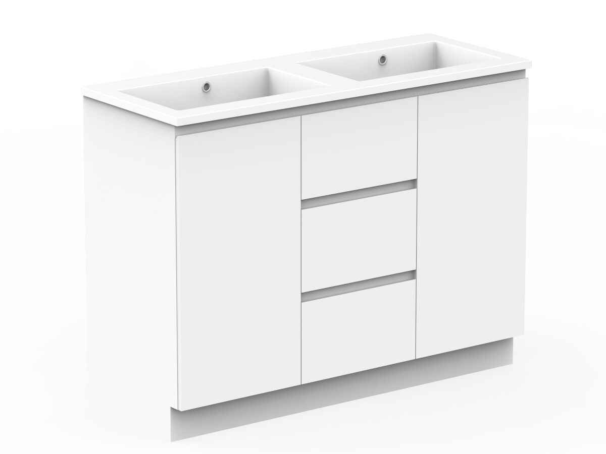 Reece Posh Domaine Conventional 1200mm Floor Mounted Vanity Double Basin Cast Marble Top