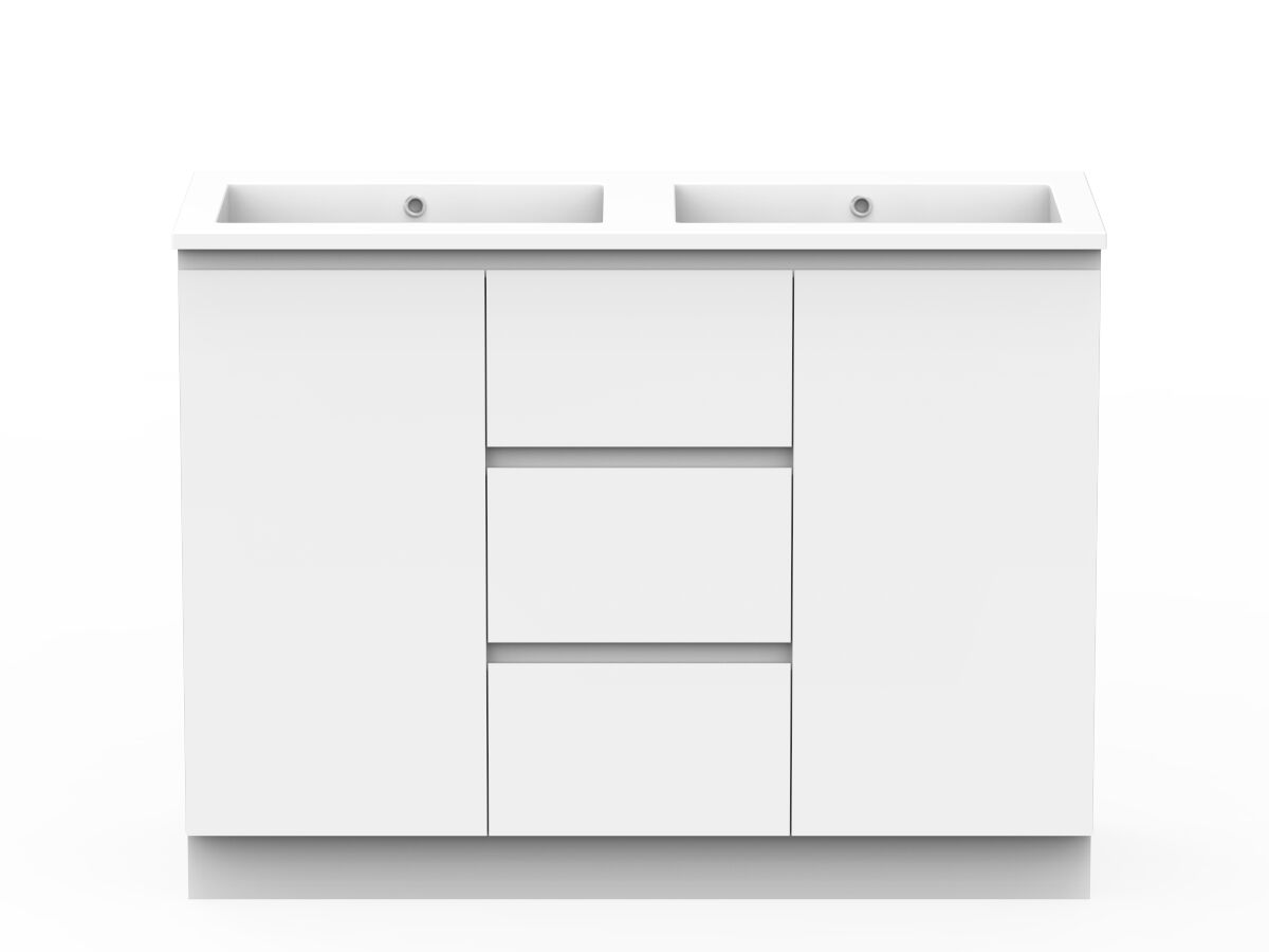 reece Posh Domaine Conventional 1200mm Floor Mounted Vanity Double Basin Cast Marble Top