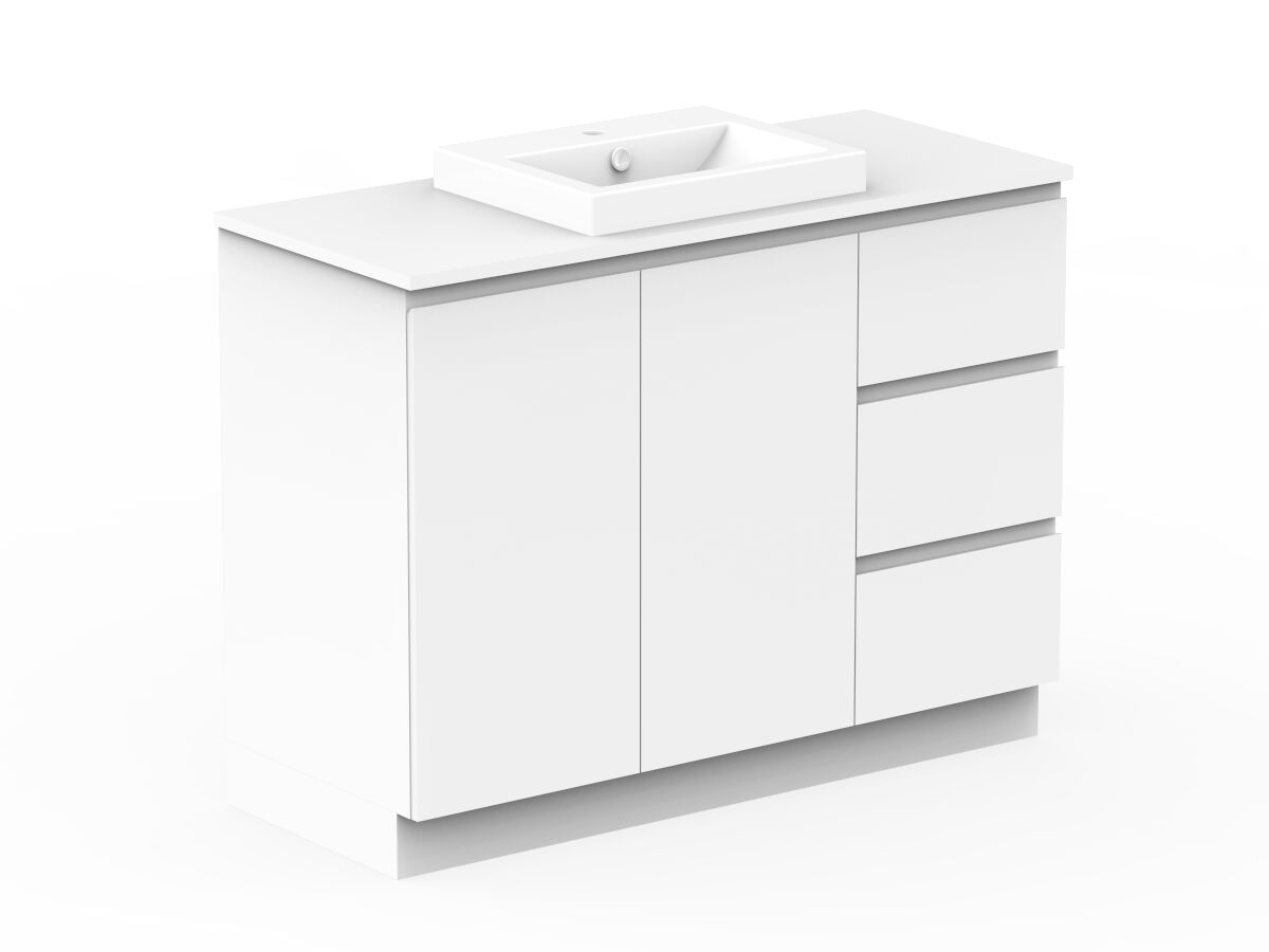 Reece Posh Domaine Conventional 1200mm Floor Mounted Vanity Centre Basin 20mm Cherry Pie Top