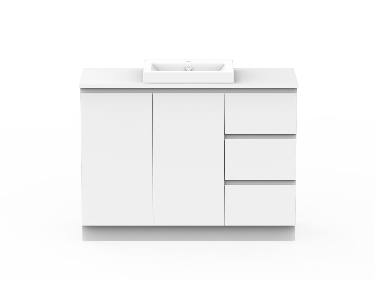 reece Posh Domaine Conventional 1200mm Floor Mounted Vanity Centre Basin 20mm Cherry Pie Top