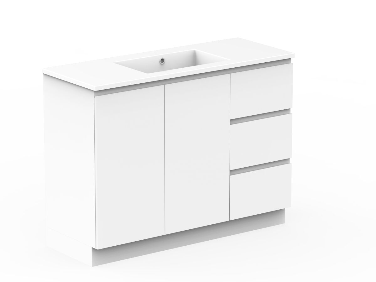 Reece Posh Domaine Conventional 1200mm Floor Mounted Vanity Centre Basin Cast Marble Top
