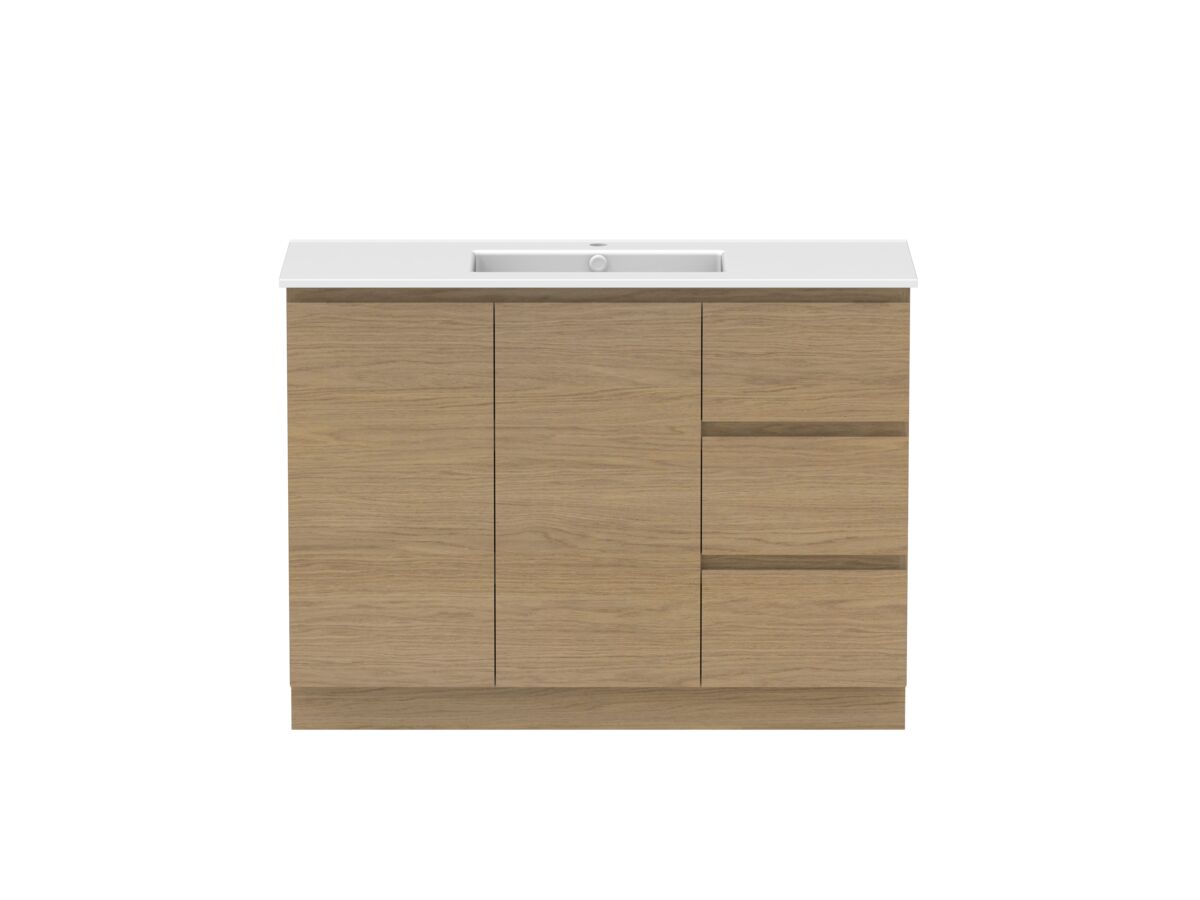 reece Posh Domaine Conventional 1200mm Floor Mounted Vanity Centre Basin Matte White Ceramic Top