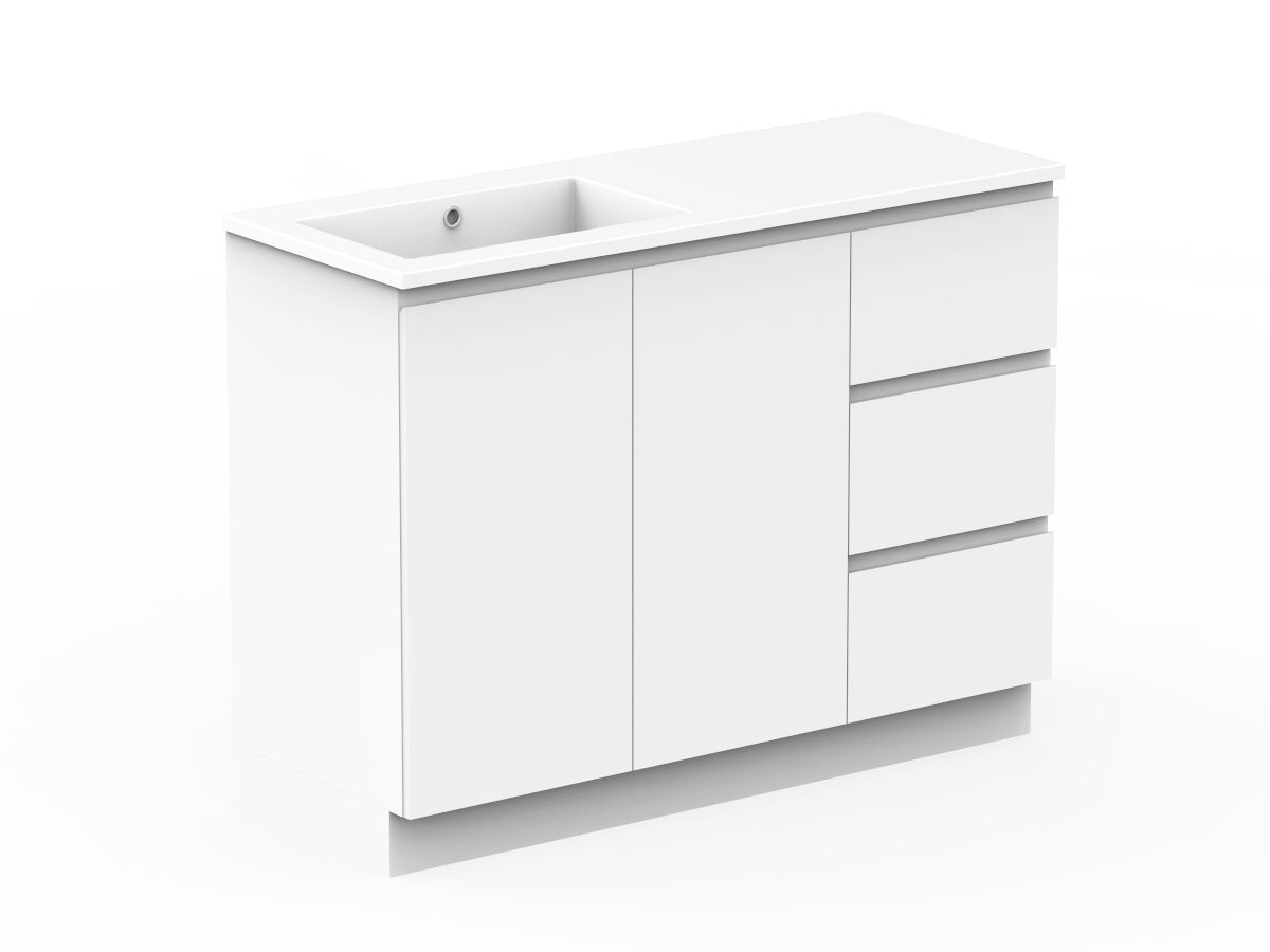 Reece Posh Domaine Conventional 1200mm Floor Mounted Vanity Left Hand Basin Cast Marble Top