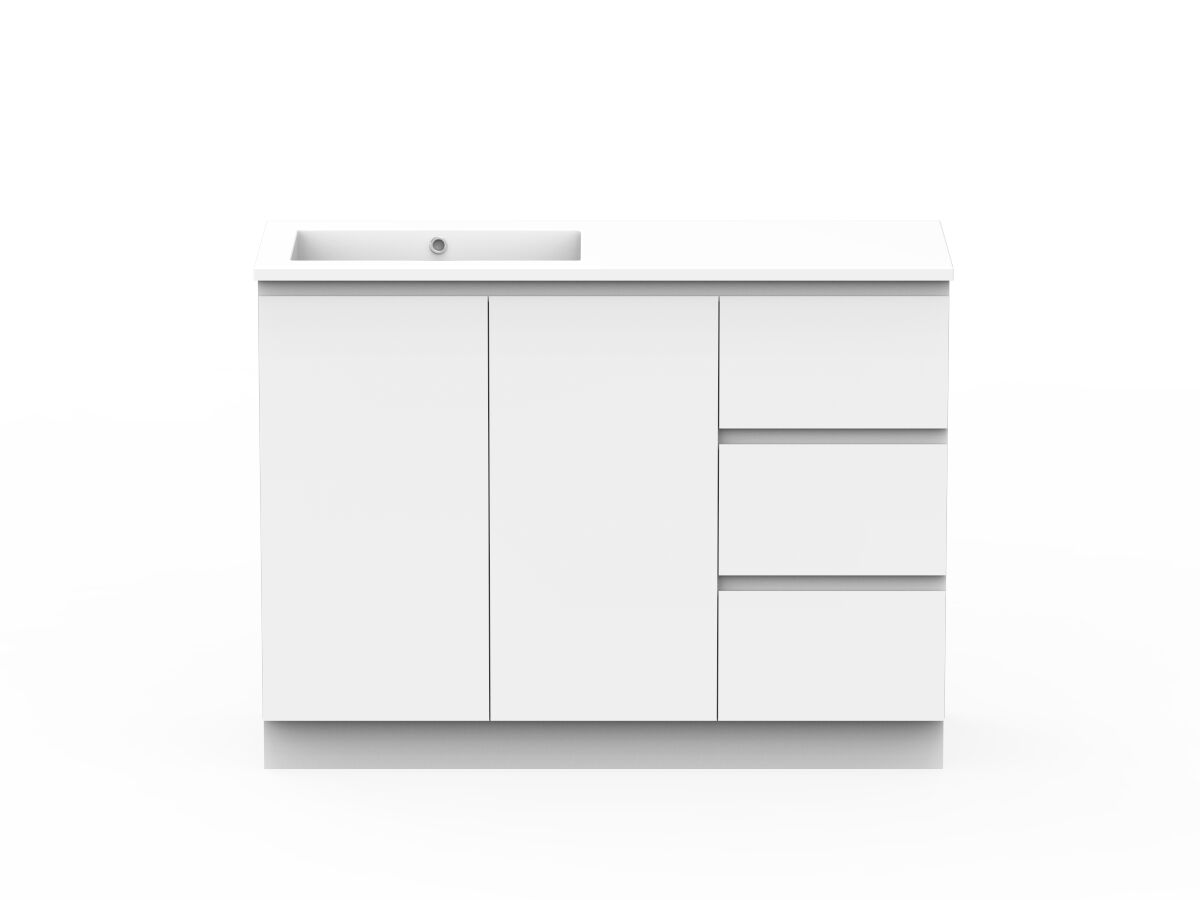 reece Posh Domaine Conventional 1200mm Floor Mounted Vanity Left Hand Basin Cast Marble Top