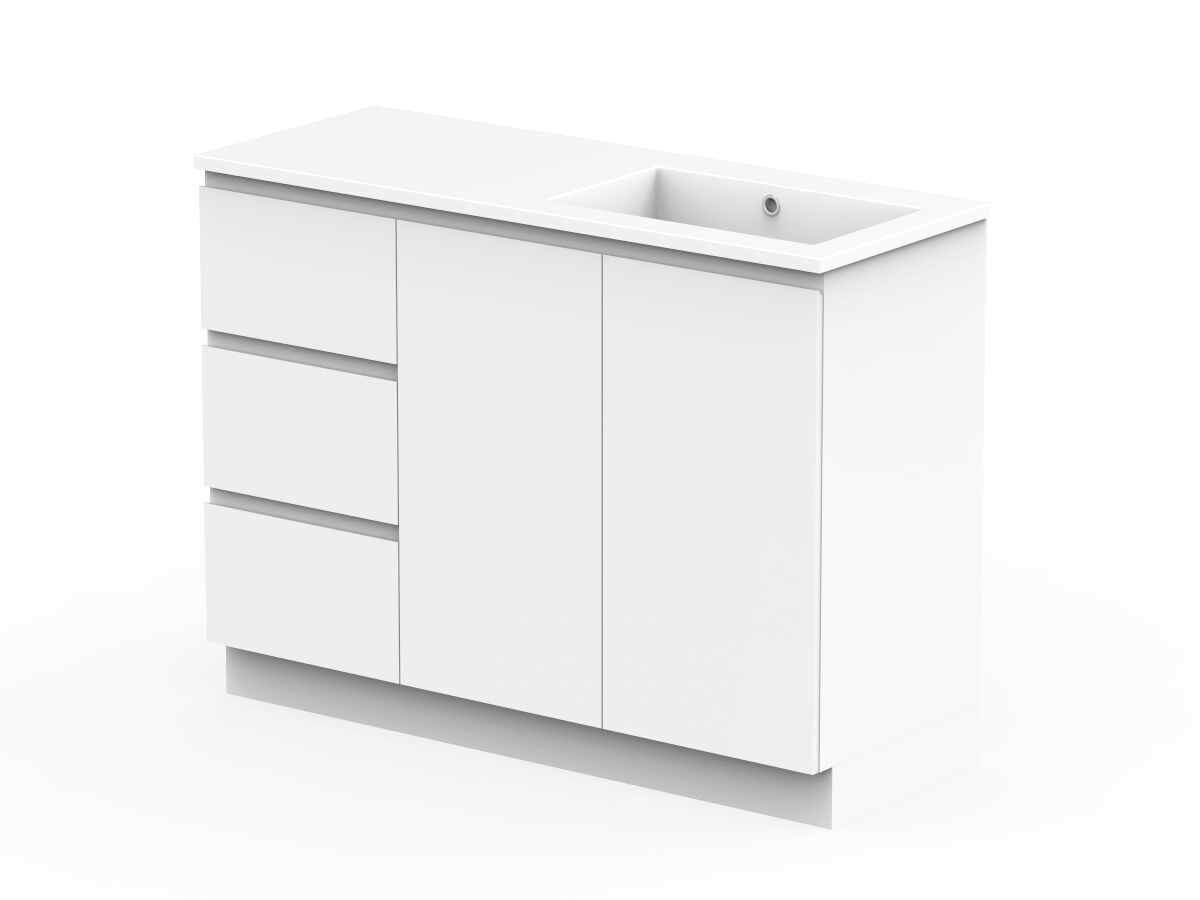 Reece Posh Domaine Conventional 1200mm Floor Mounted Vanity Right Hand Basin Cast Marble Top