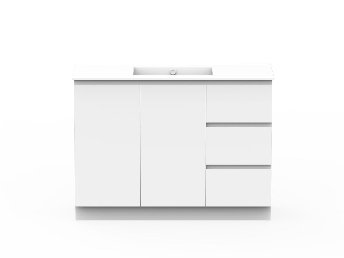 reece Posh Domaine Conventional 1200mm Floor Mounted Vanity Centre Basin Ceramic Top