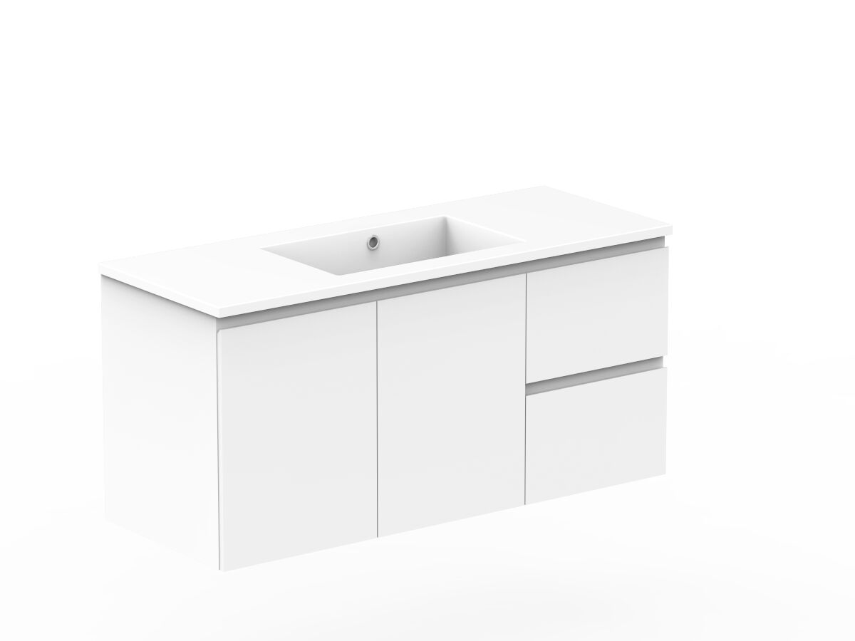 Reece Posh Domaine Conventional 1200mm Wall Hung Vanity Centre Basin Cast Marble Top