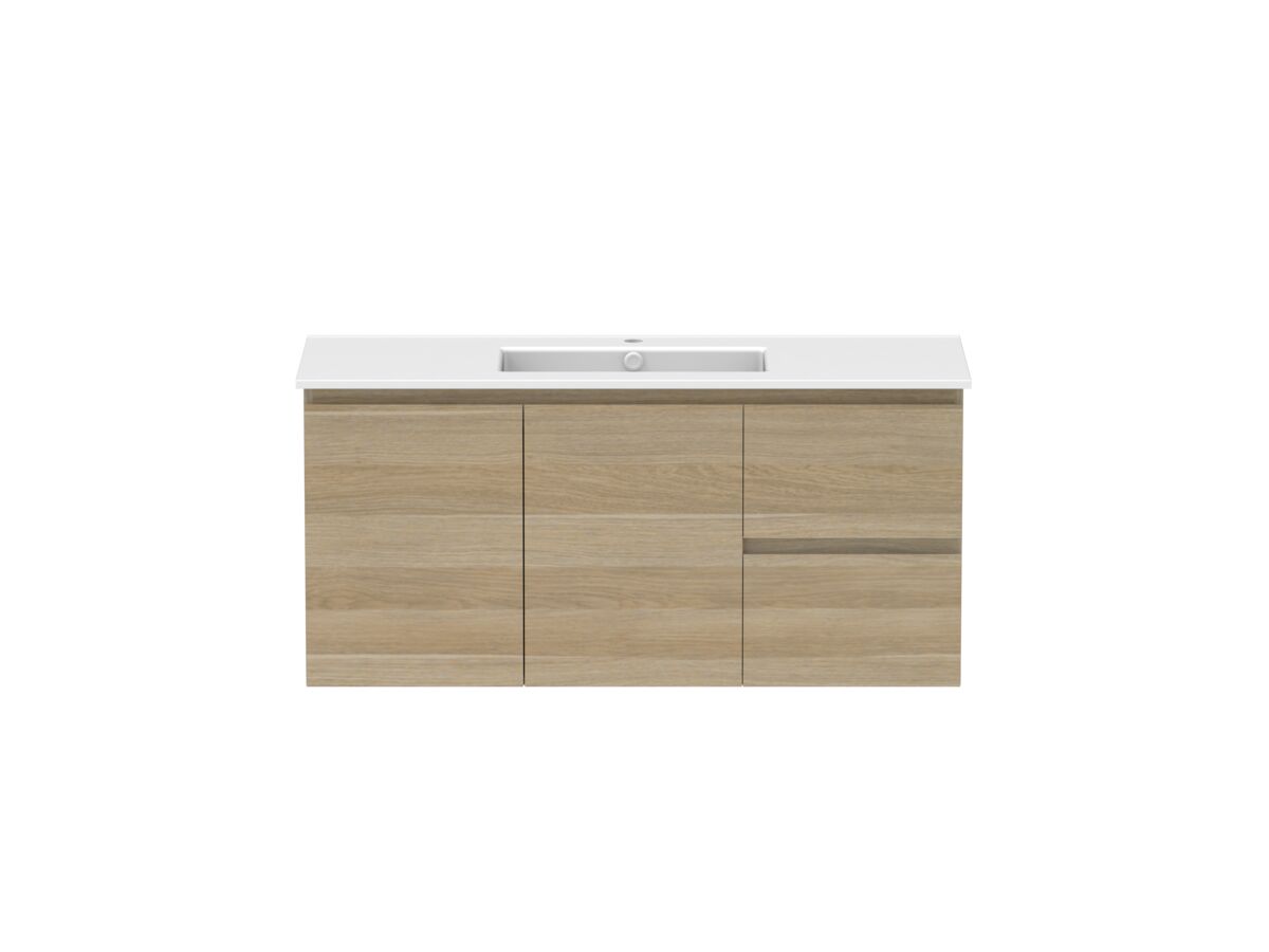 reece Posh Domaine Conventional 1200mm Wall Hung Vanity Centre Basin Matte White Ceramic Top