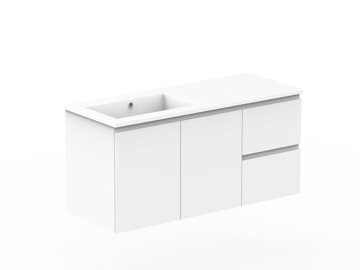 Reece Posh Domaine Conventional 1200mm Wall Hung Vanity Left Hand Basin Cast Marble Top