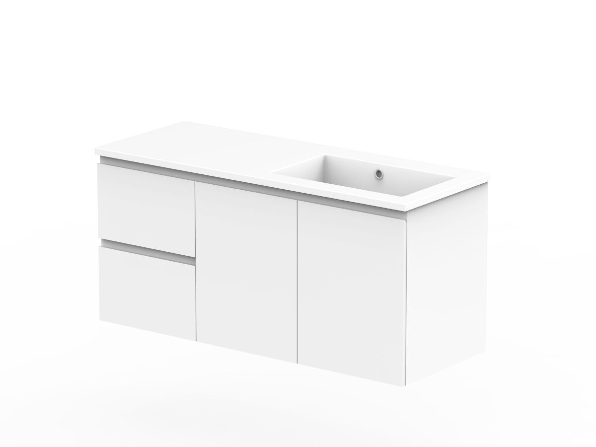 Reece Posh Domaine Conventional 1200mm Wall Hung Vanity Right Hand Basin Cast Marble Top