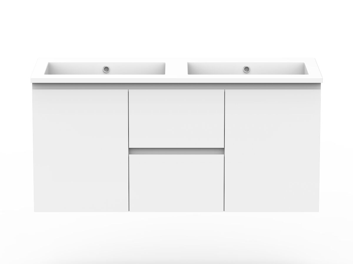 reece Posh Domaine Conventional 1200mm Wall Hung Vanity Double Basin Cast Marble Top