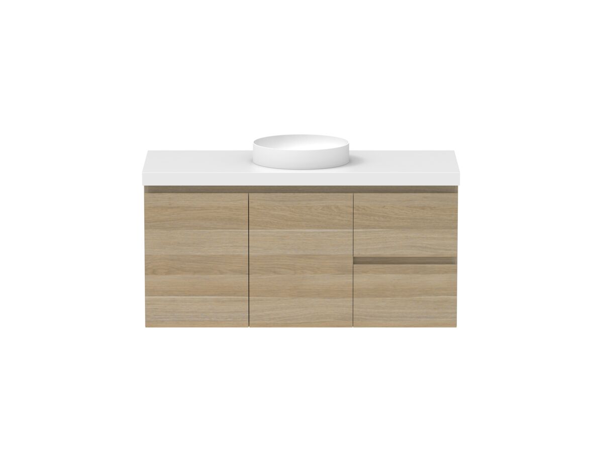 reece Posh Domaine Conventional 1200mm Wall Hung Vanity Centre Basin 50mm Durasein Top