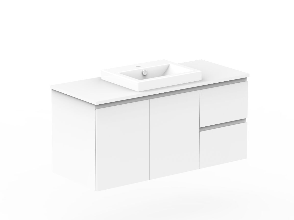 Reece Posh Domaine Conventional 1200mm Wall Hung Vanity Centre Basin 20mm Cherry Pie Top