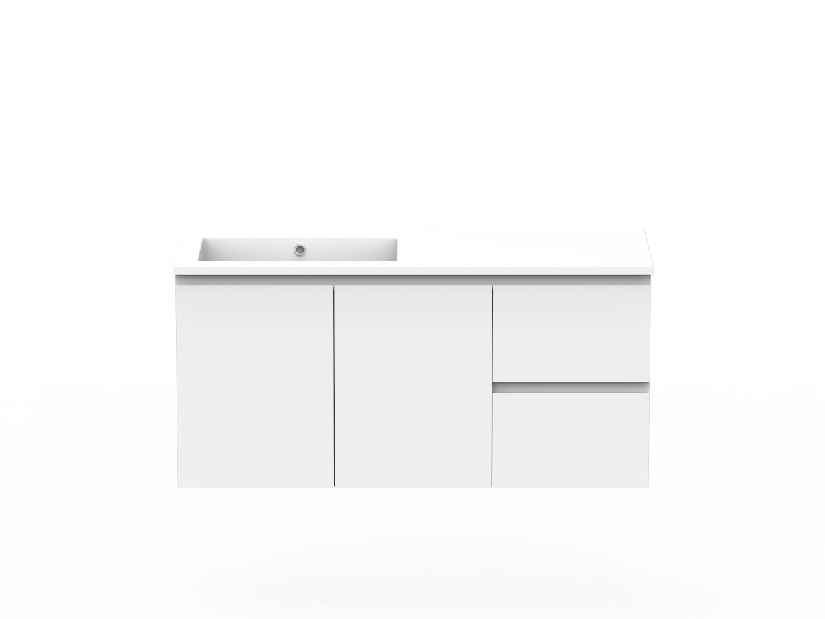 reece Posh Domaine Conventional 1200mm Wall Hung Vanity Left Hand Basin Cast Marble Top