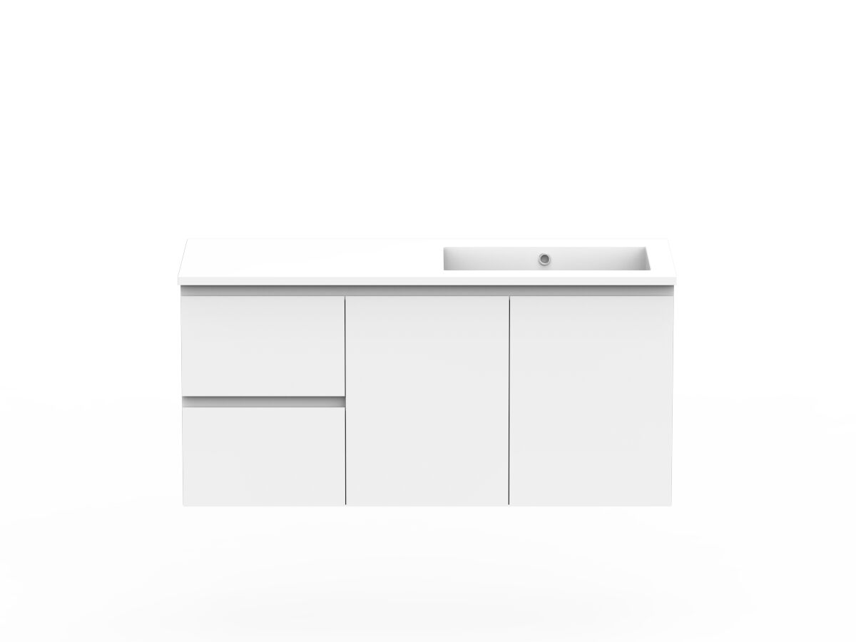 reece Posh Domaine Conventional 1200mm Wall Hung Vanity Right Hand Basin Cast Marble Top