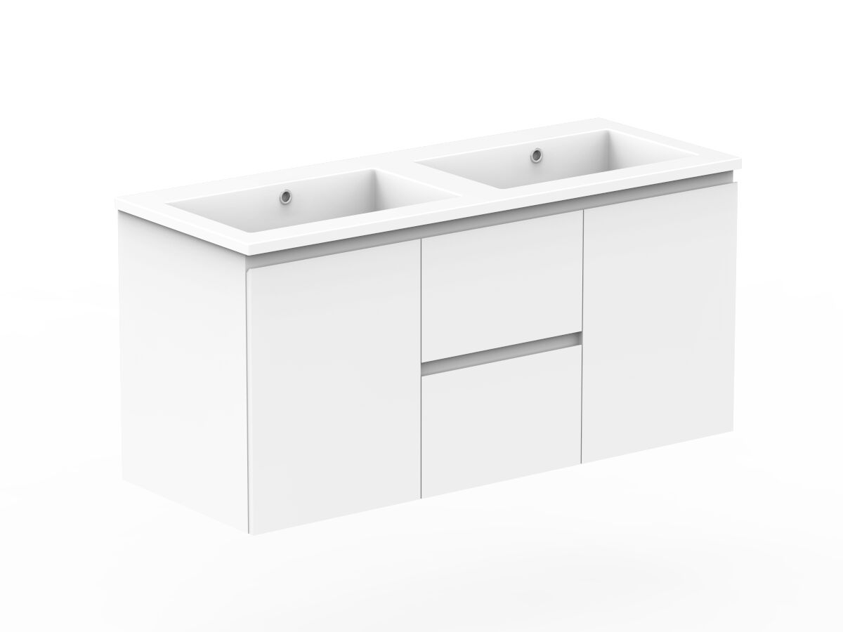 Reece Posh Domaine Conventional 1200mm Wall Hung Vanity Double Basin Cast Marble Top