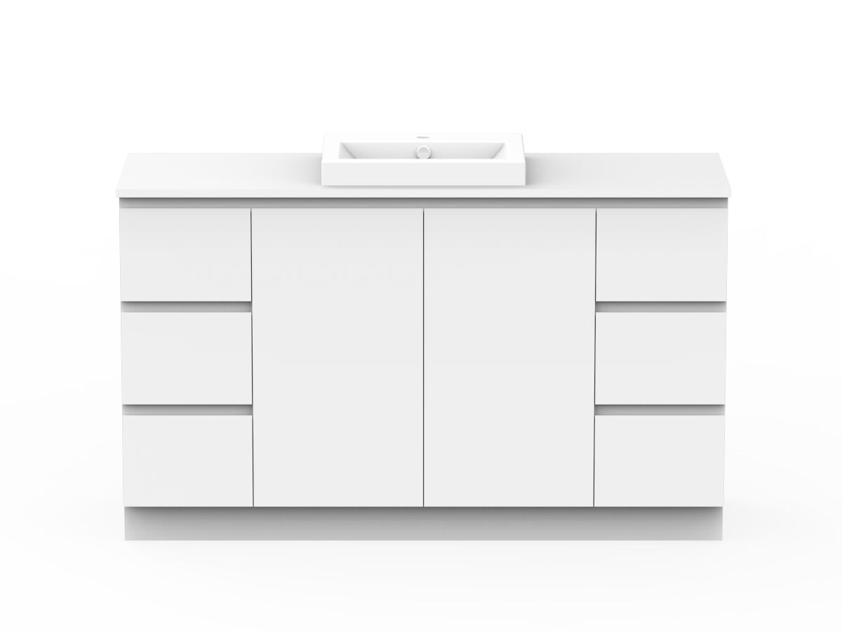 reece Posh Domaine Conventional 1500mm Floor Mounted Vanity Centre Basin 20mm Cherry Pie Top
