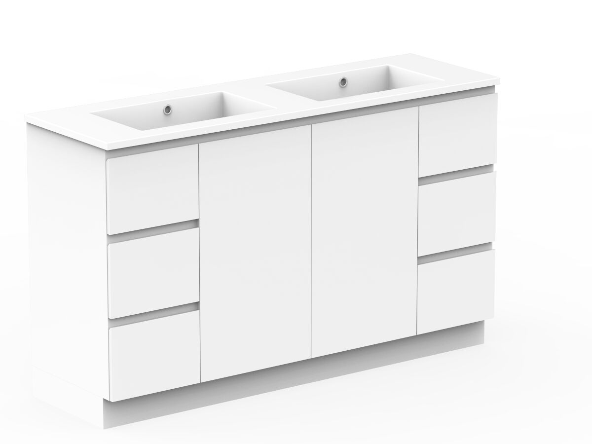 Reece Posh Domaine Conventional 1500mm Floor Mounted Vanity Double Basin Cast Marble Top