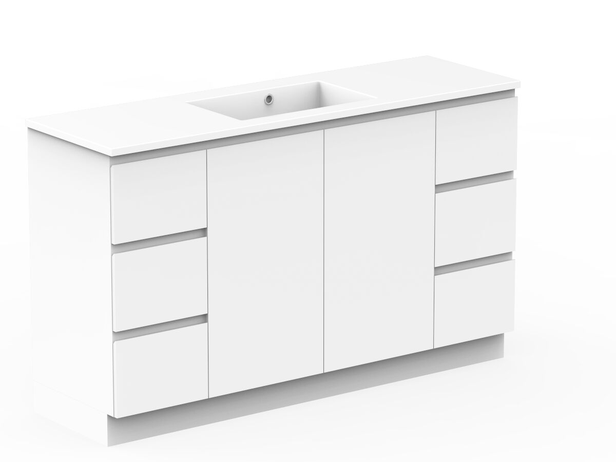 Reece Posh Domaine Conventional 1500mm Floor Mounted Vanity Centre Basin Cast Marble Top