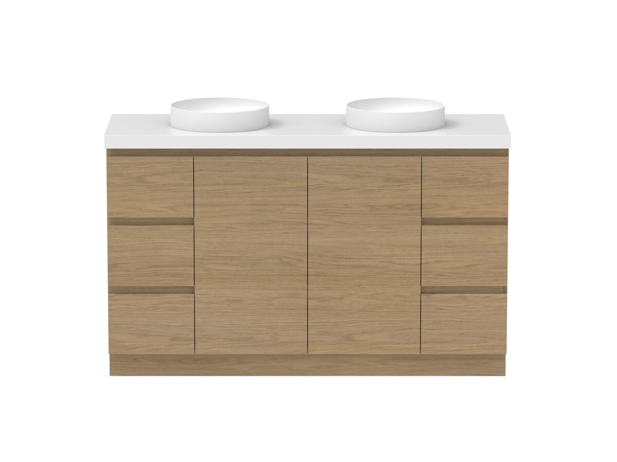reece Posh Domaine Conventional 1500mm Floor Mounted Vanity Double Basin 50mm Durasein Top