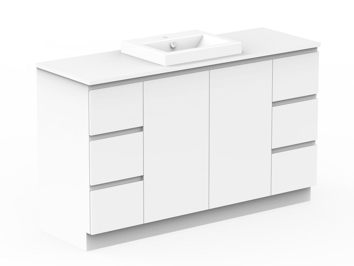 Reece Posh Domaine Conventional 1500mm Floor Mounted Vanity Centre Basin 20mm Cherry Pie Top