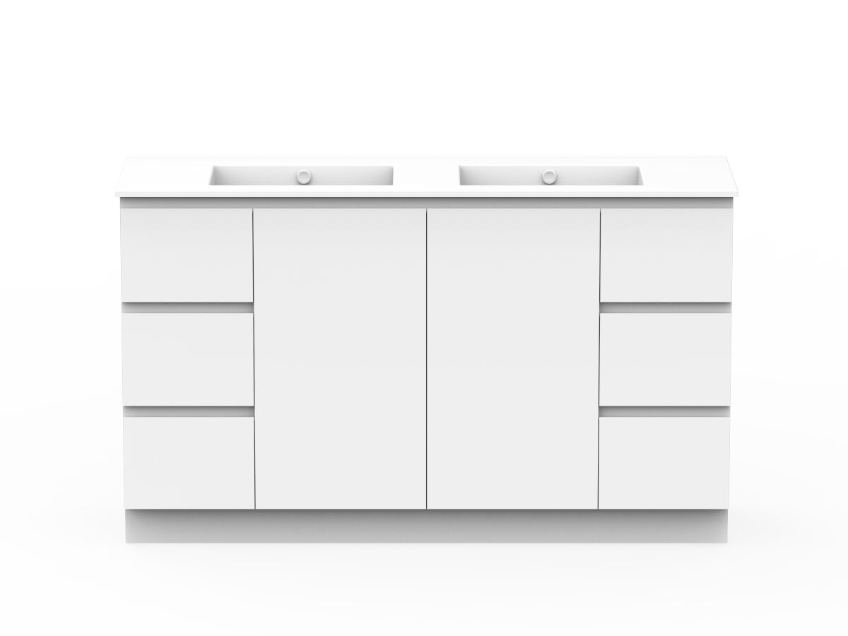 reece Posh Domaine Conventional 1500mm Floor Mounted Vanity Double Basin Ceramic Top