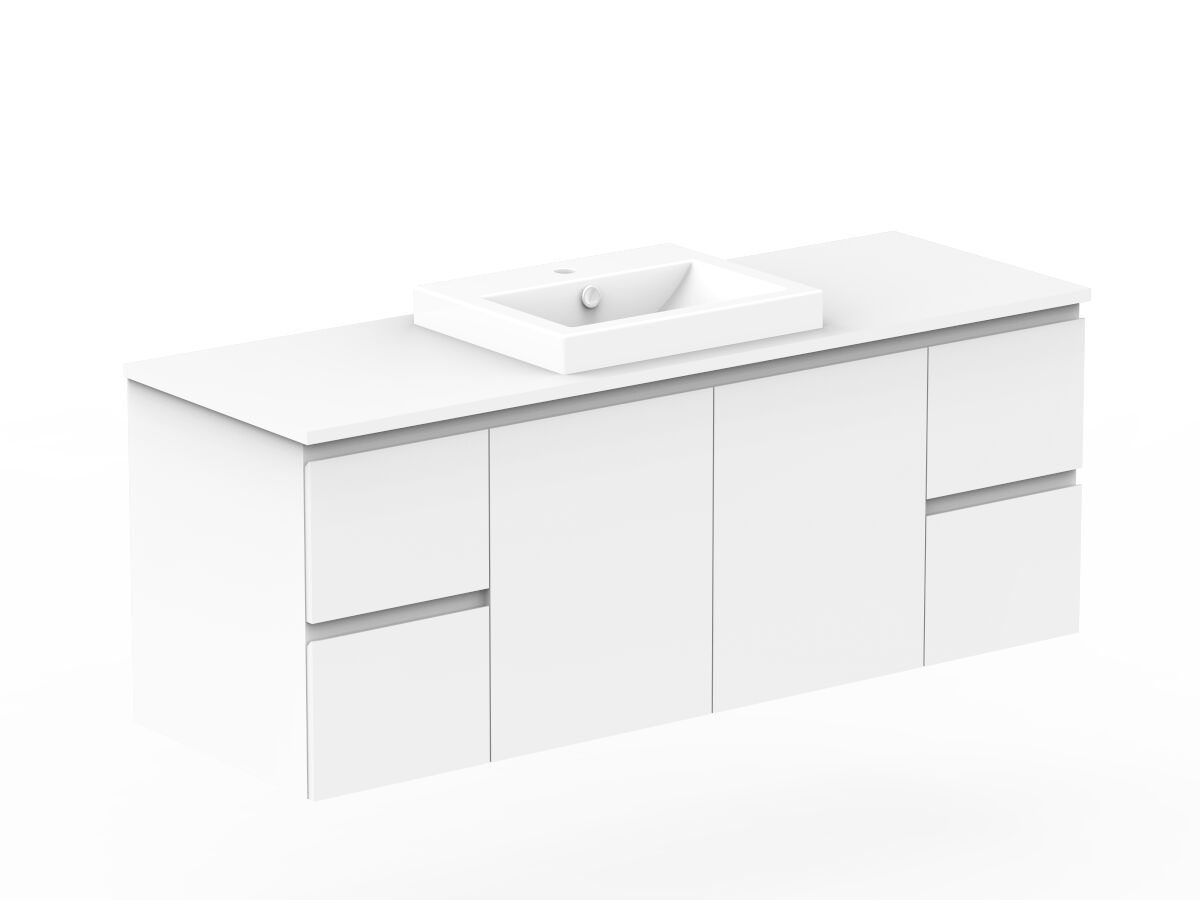 Reece Posh Domaine Conventional 1500mm Wall Hung Vanity Centre Basin 20mm Cherry Pie Top