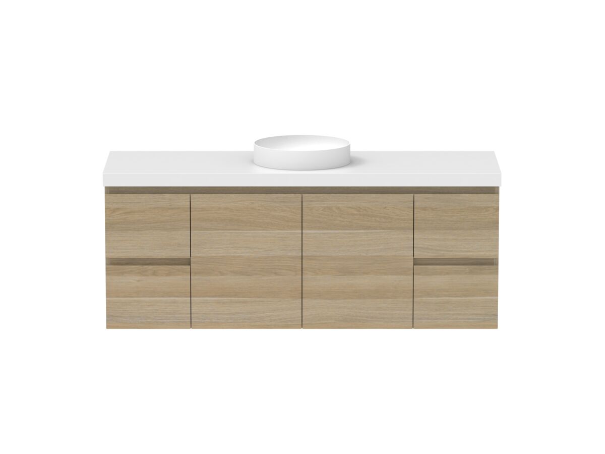 reece Posh Domaine Conventional 1500mm Wall Hung Vanity Centre Basin 50mm Durasein Top