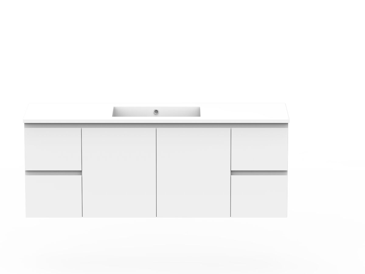 reece Posh Domaine Conventional 1500mm Wall Hung Vanity Centre Basin Cast Marble Top
