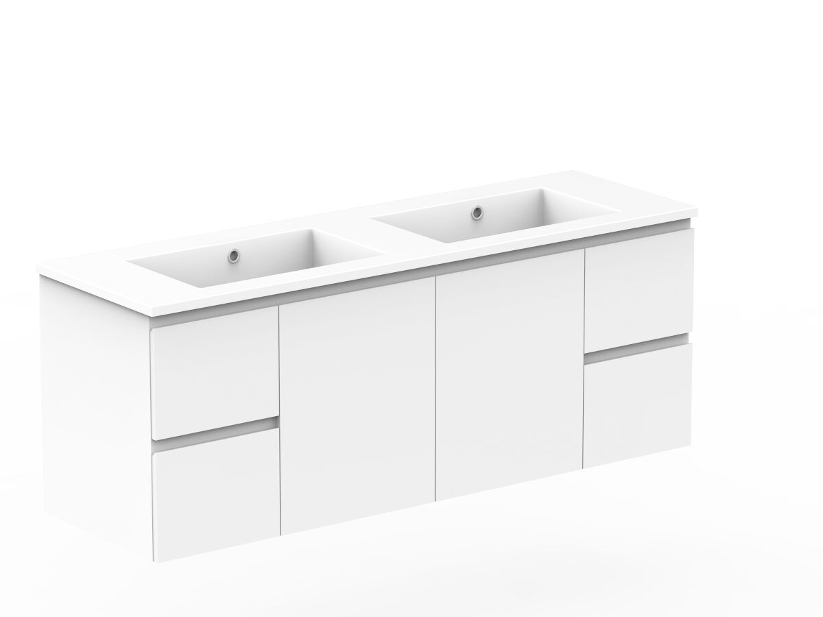 Reece Posh Domaine Conventional 1500mm Wall Hung Vanity Double Basin Cast Marble Top