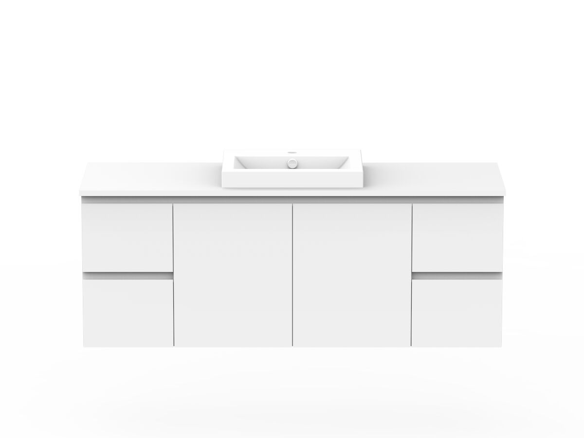 reece Posh Domaine Conventional 1500mm Wall Hung Vanity Centre Basin 20mm Cherry Pie Top
