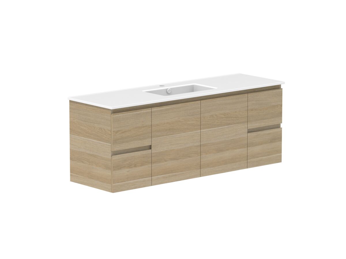 Reece Posh Domaine Conventional 1500mm Wall Hung Vanity Centre Basin Matte White Ceramic Top