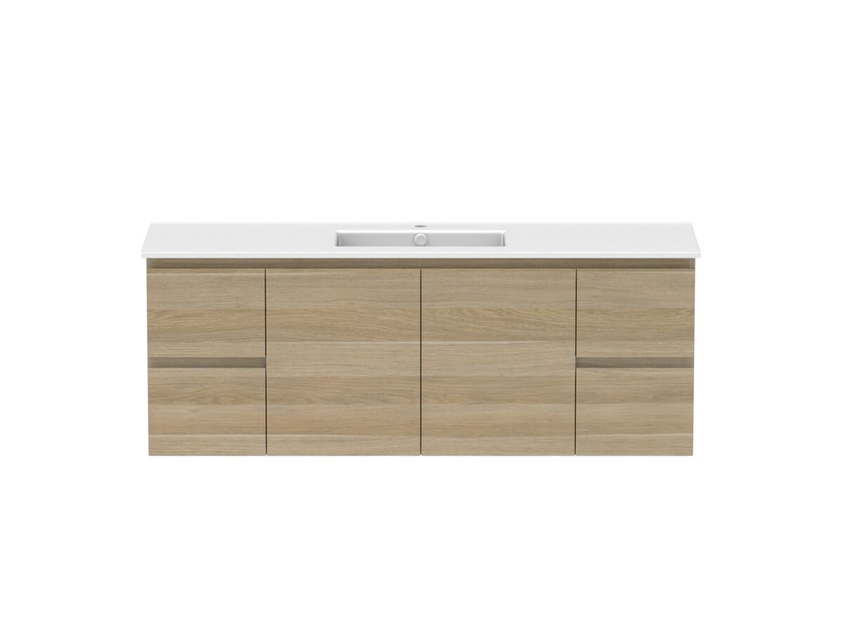 reece Posh Domaine Conventional 1500mm Wall Hung Vanity Centre Basin Matte White Ceramic Top