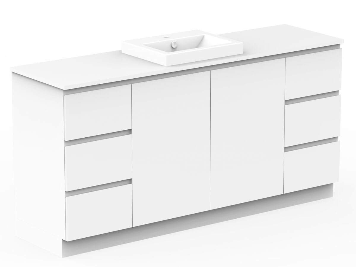 Reece Posh Domaine Conventional 1800mm Floor Mounted Vanity Centre Basin 20mm Cherry Pie Top