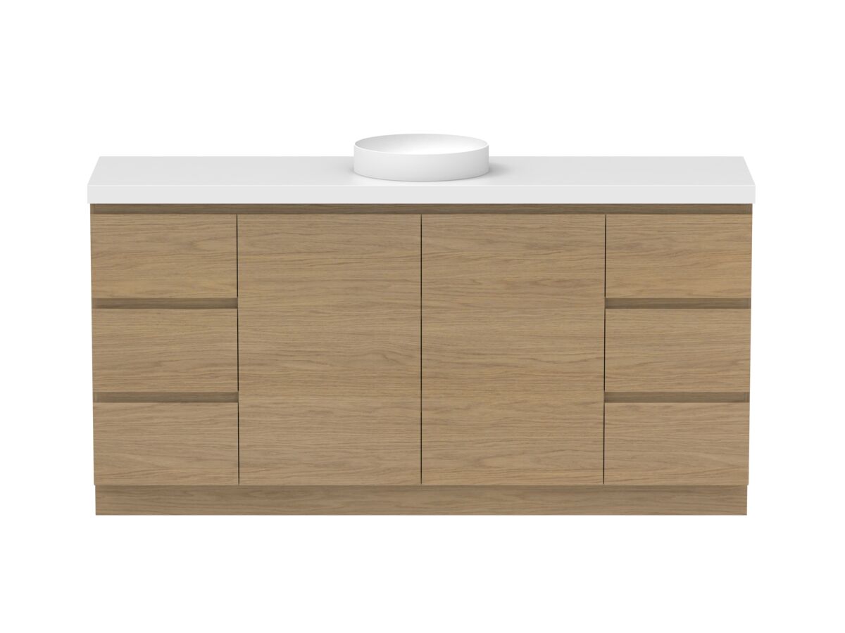 reece Posh Domaine Conventional 1800mm Floor Mounted Vanity Centre Basin 50mm Cherry Pie Top