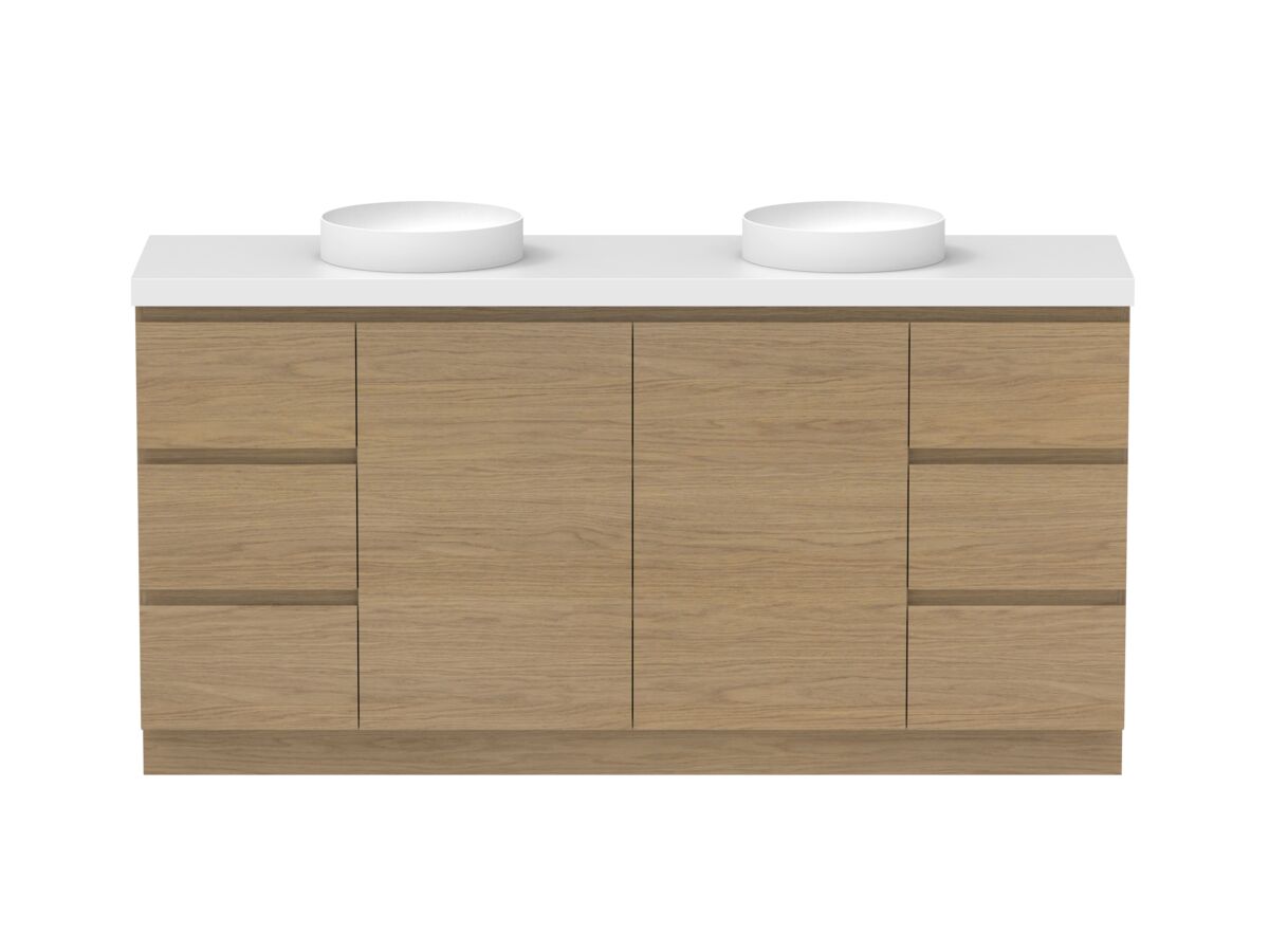 reece Posh Domaine Conventional 1800mm Floor Mounted Vanity Double Basin 50mm Cherry Pie Top