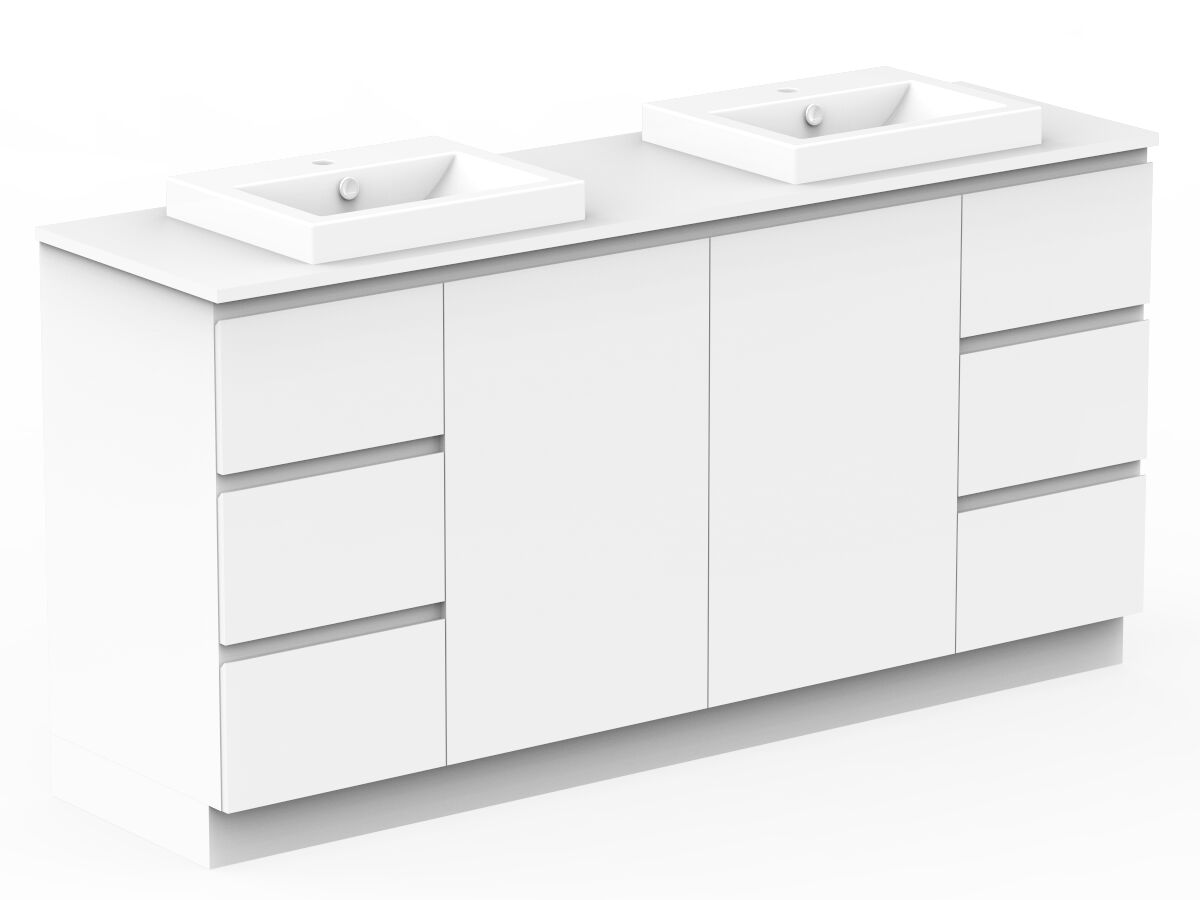 Reece Posh Domaine Conventional 1800mm Floor Mounted Vanity Double Basin 20mm Cherry Pie Top