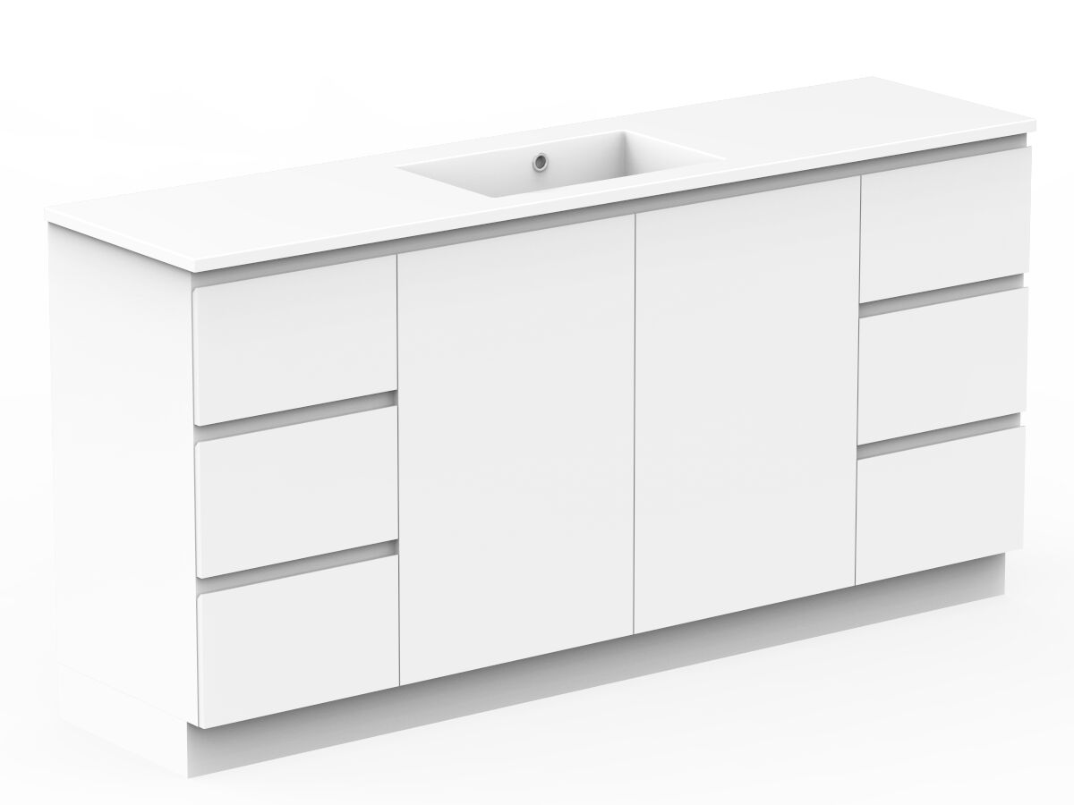Reece Posh Domaine Conventional 1800mm Floor Mounted Vanity Centre Basin Cast Marble Top