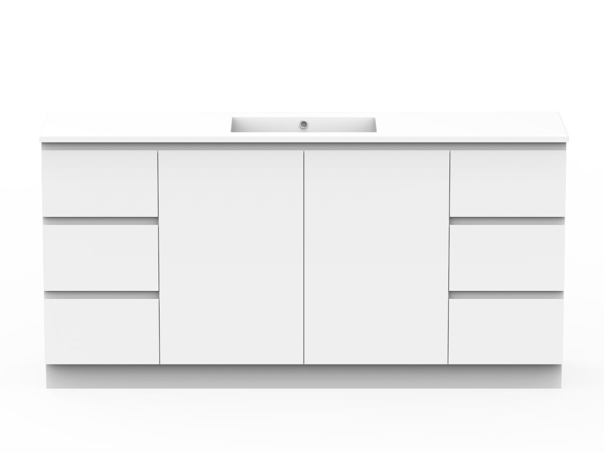 reece Posh Domaine Conventional 1800mm Floor Mounted Vanity Centre Basin Cast Marble Top