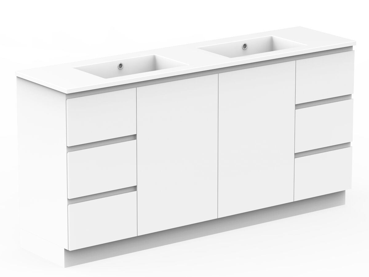 Reece Posh Domaine Conventional 1800mm Floor Mounted Vanity Double Basin Cast Marble Top