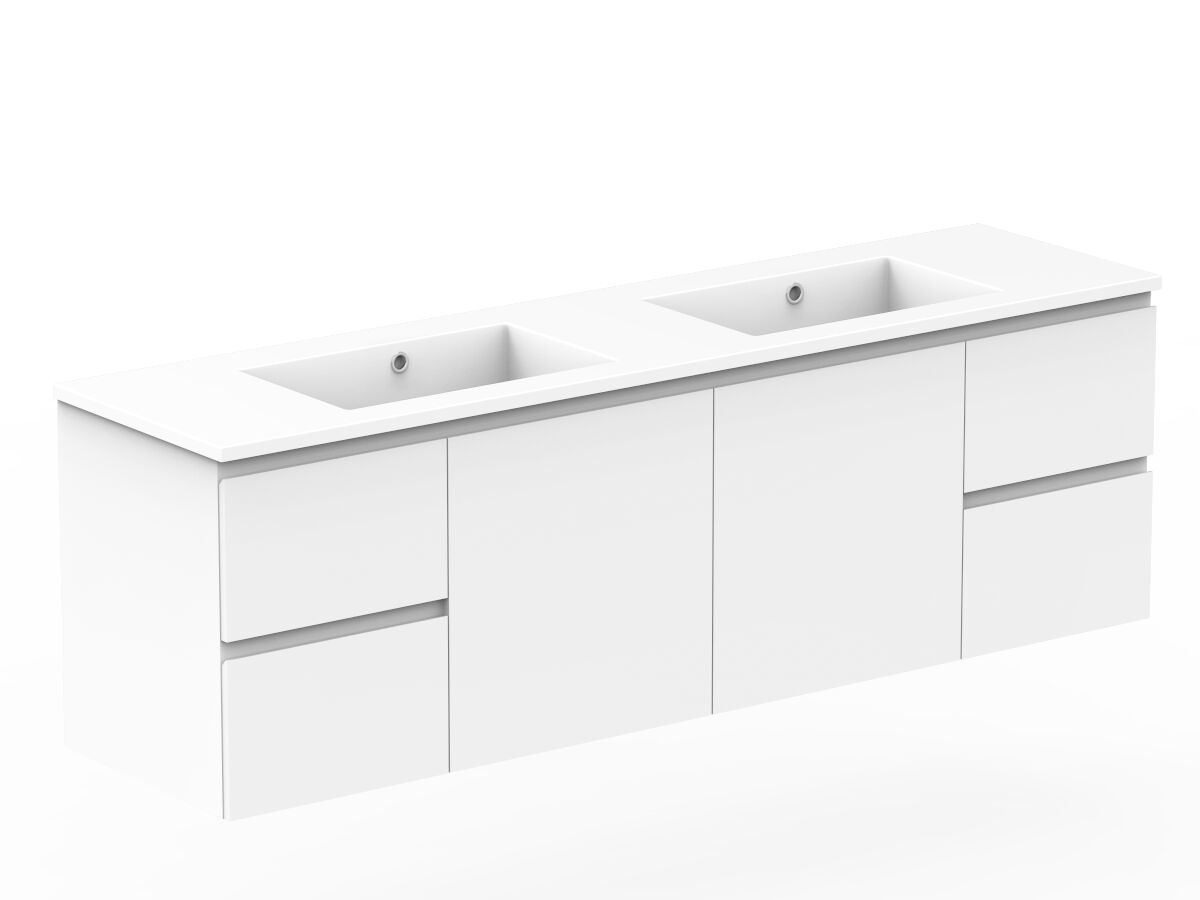 Reece Posh Domaine Conventional 1800mm Wall Hung Vanity Double Basin Cast Marble Top