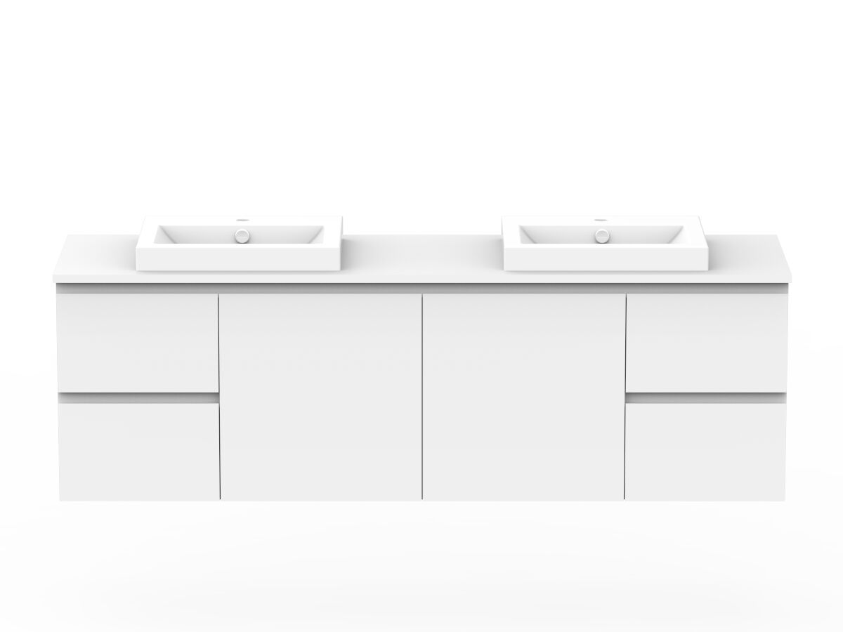reece Posh Domaine Conventional 1800mm Wall Hung Vanity Double Basin 20mm Cherry Pie Top