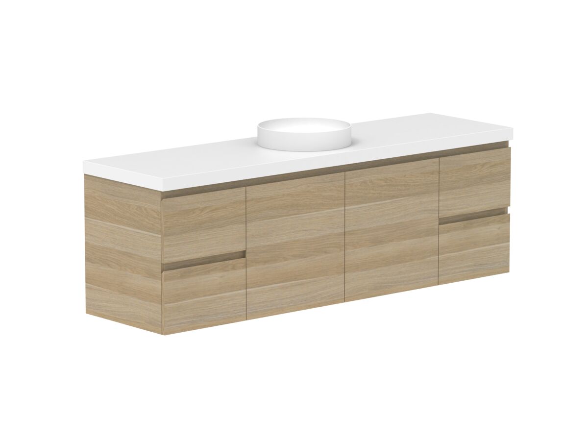 Reece Posh Domaine Conventional 1800mm Wall Hung Vanity Centre Basin 50mm Cherry Pie Top