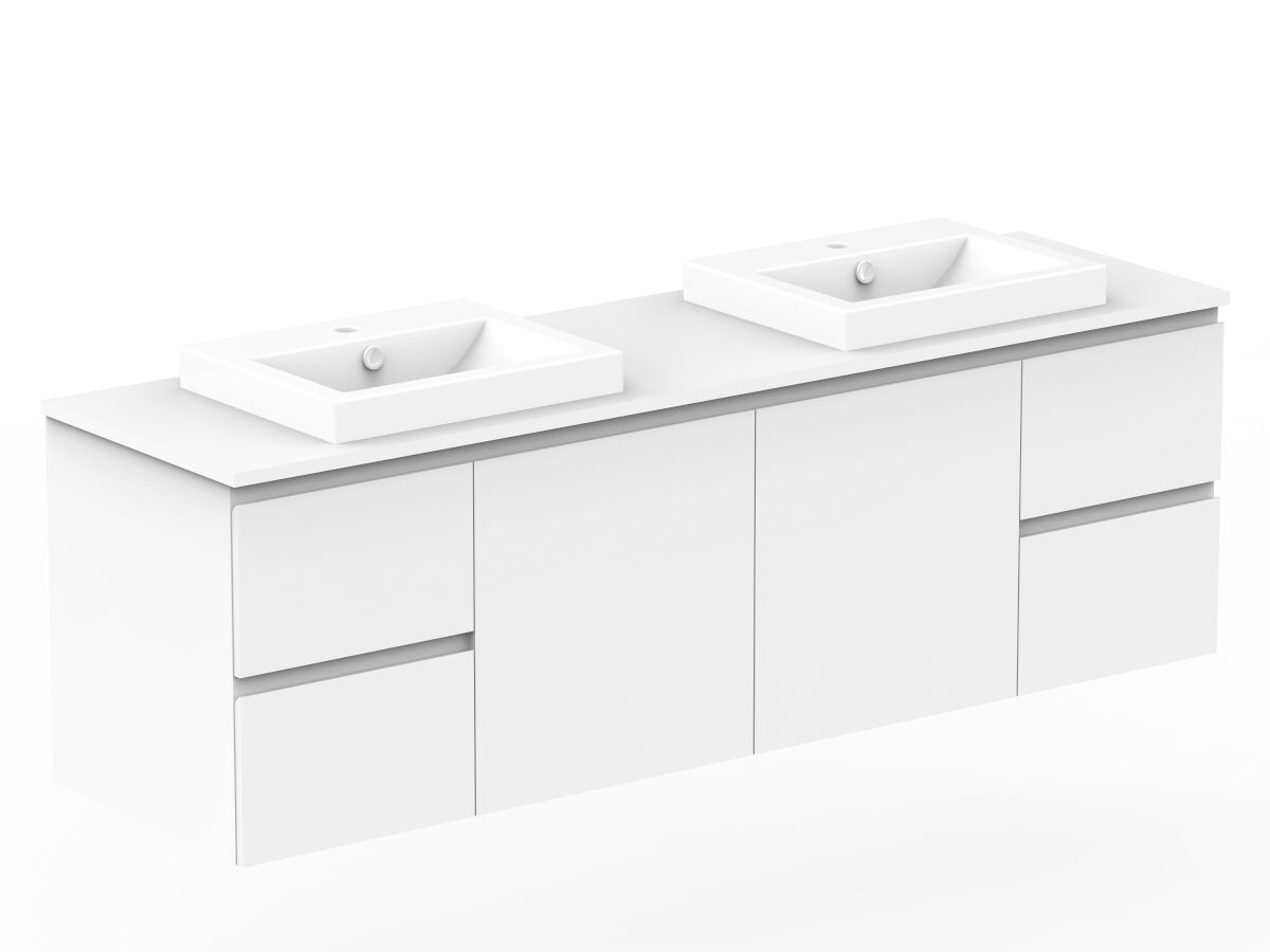 Reece Posh Domaine Conventional 1800mm Wall Hung Vanity Double Basin 20mm Cherry Pie Top