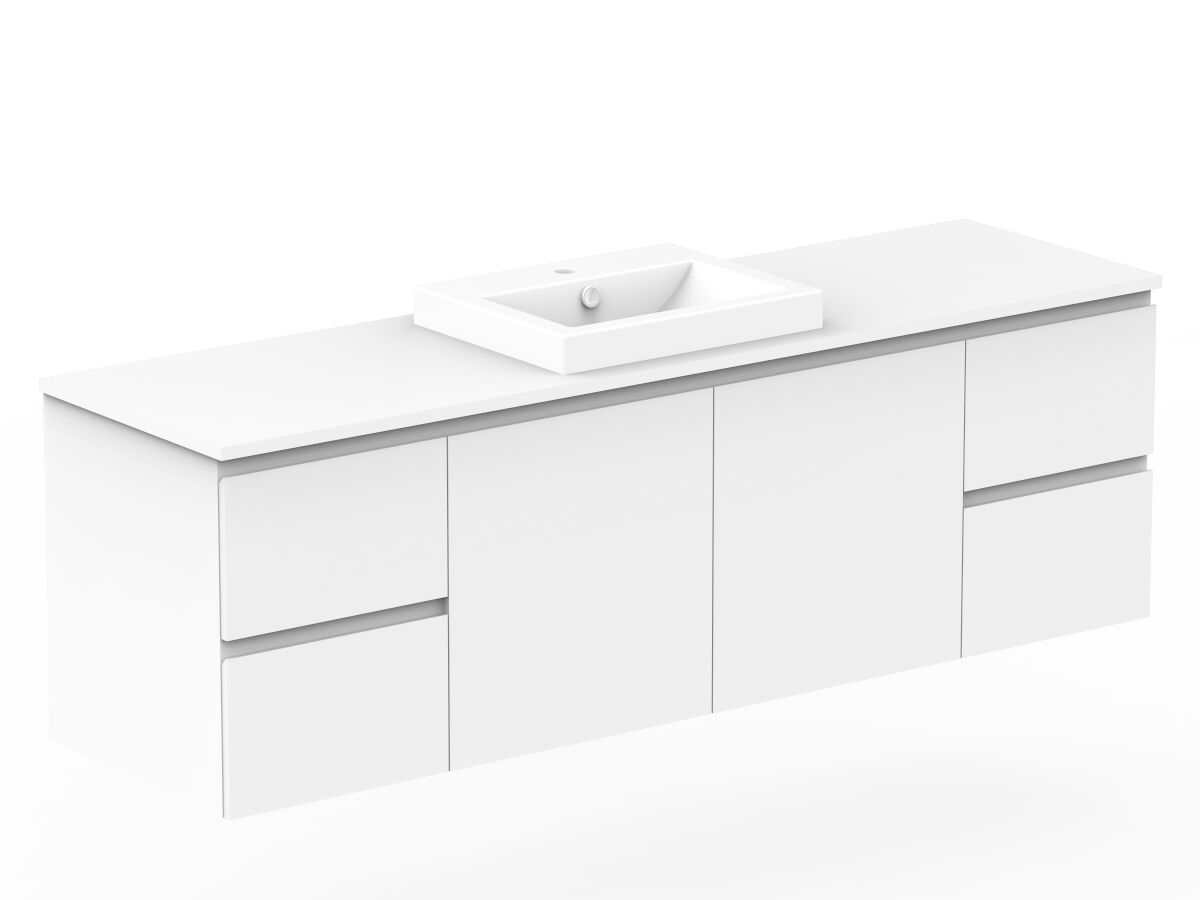 Reece Posh Domaine Conventional 1800mm Wall Hung Vanity Centre Basin 20mm Cherry Pie Top