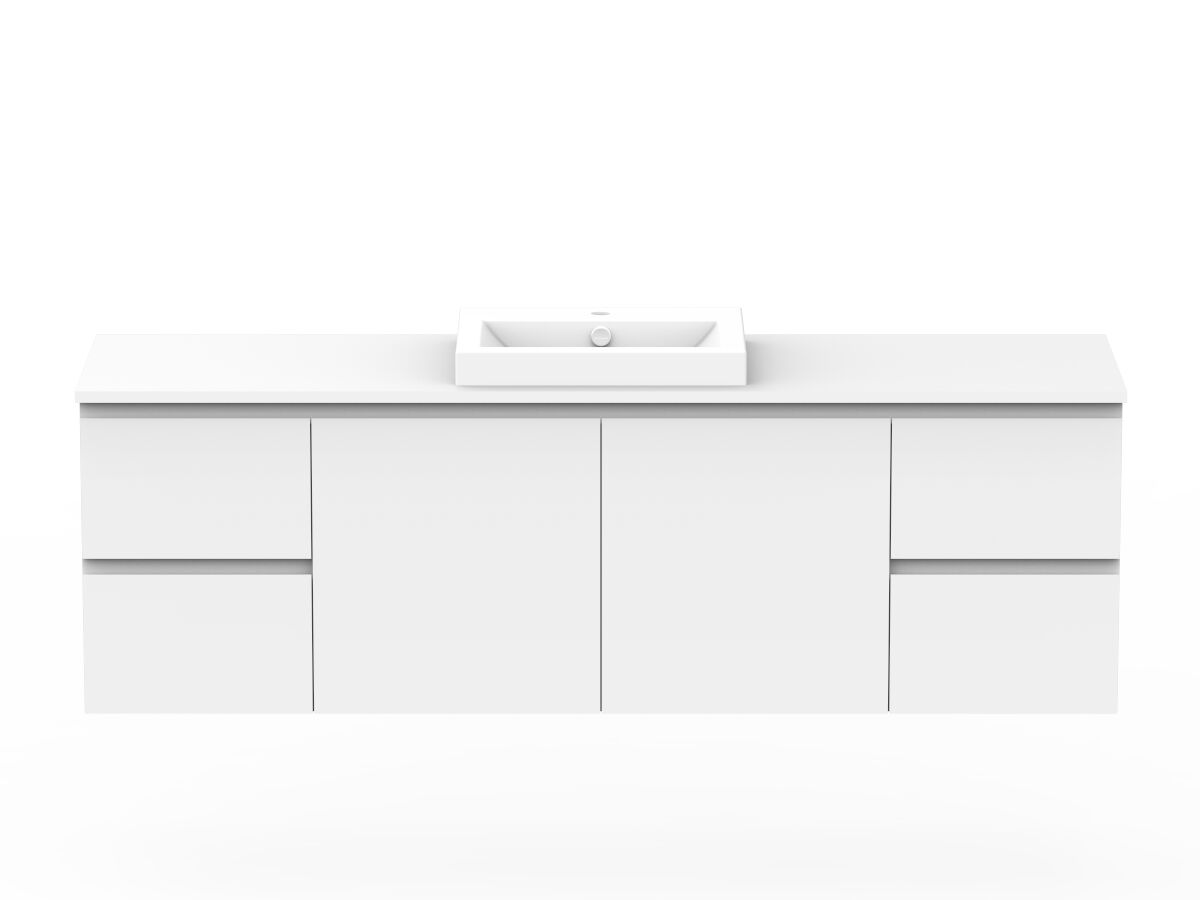 reece Posh Domaine Conventional 1800mm Wall Hung Vanity Centre Basin 20mm Cherry Pie Top