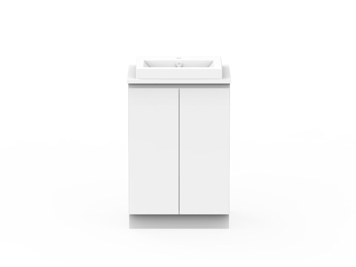 reece Posh Domaine Conventional 600mm Floor Mounted Vanity Centre Basin 20mm Cherry Pie Top